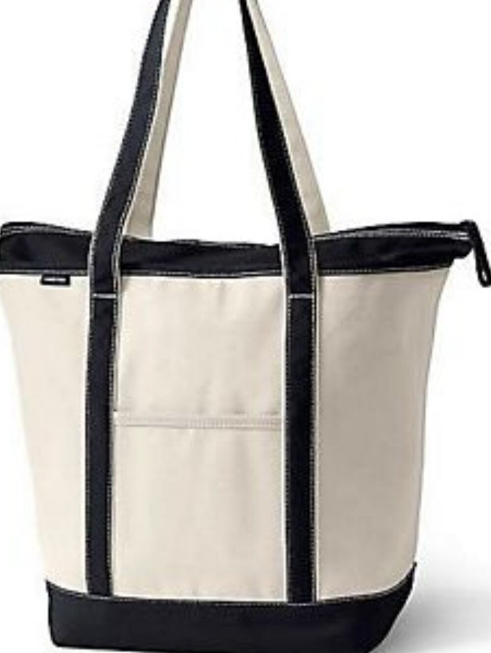 Lands' End Extra Large Canvas Tote Travel/ Overnight Bag in Cream and Black